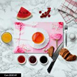 ANTİBAKTERİYEL CAM KESME TAHTASI | BASKILI KESİM TABLASI | 25x35 cm